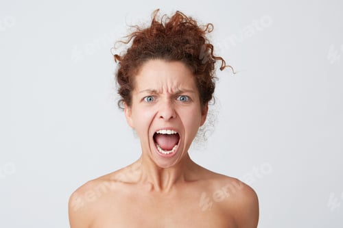 Preview: young woman with curly hair and perfect skin