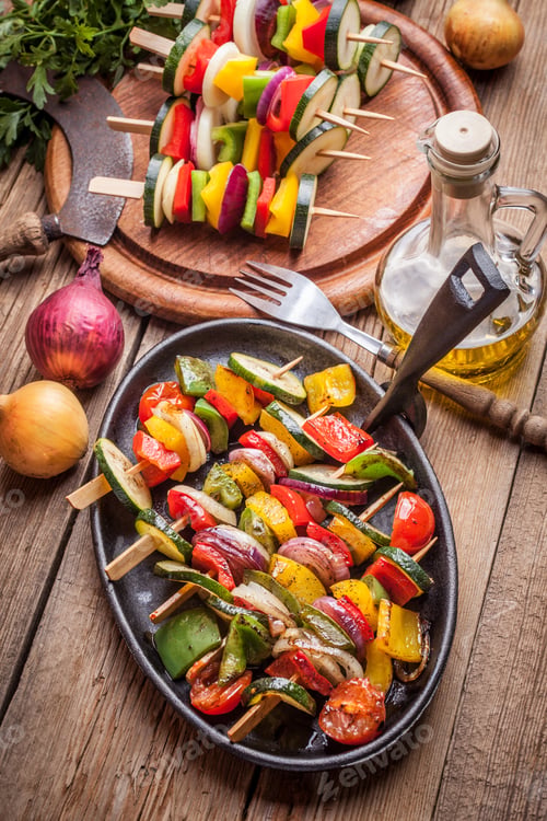 Preview: Vegetable skewers.
