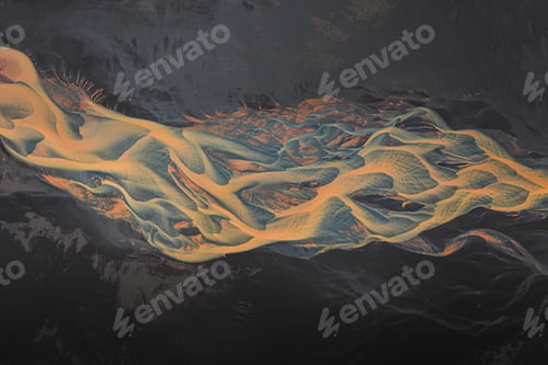 Preview: Aerial view of a vibrant river delta with intricate patterns