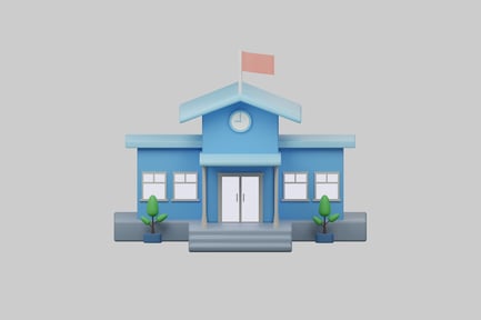 Preview: Blue Residence with Fluttering Flag