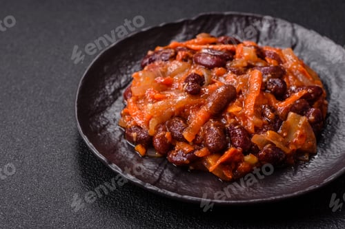 Preview: Vegan or vegetarian stew with red beans, onions and carrots or lobio