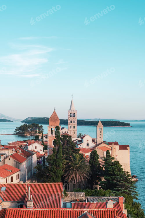 Preview: Famous beautiful Rab town with its towers. Rab island, Croatia