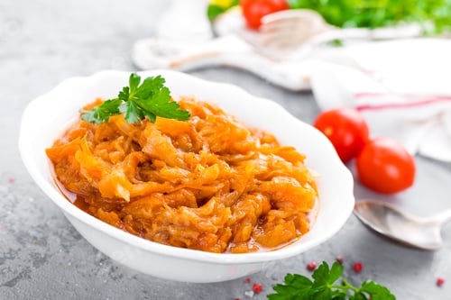 Preview: Cabbage stew. Cabbage braised in tomato sauce