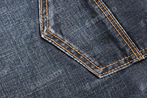 Preview: Close-up of Dark Blue Denim Fabric Detail