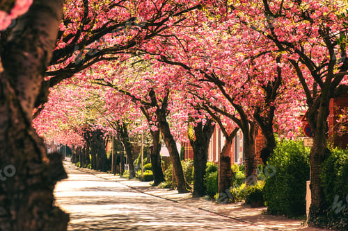 Preview: Sakura trees in the park in Baumstrasse, Norden East Frisia, Germany