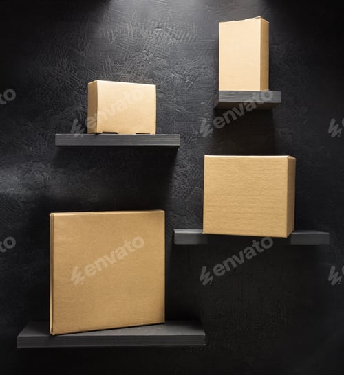 Preview: cardboard box on black background