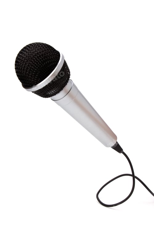Silver Microphone on a White Background
