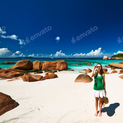 Preview: Woman At Beautiful Beach At Seychelles
