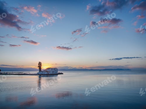 Preview: scene of Vlacherna monastery, Kanoni, Corfu