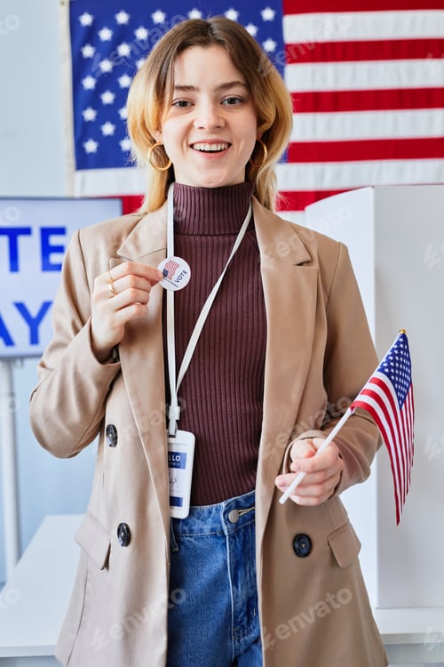 Preview: Portrait of Young American Woman Voting