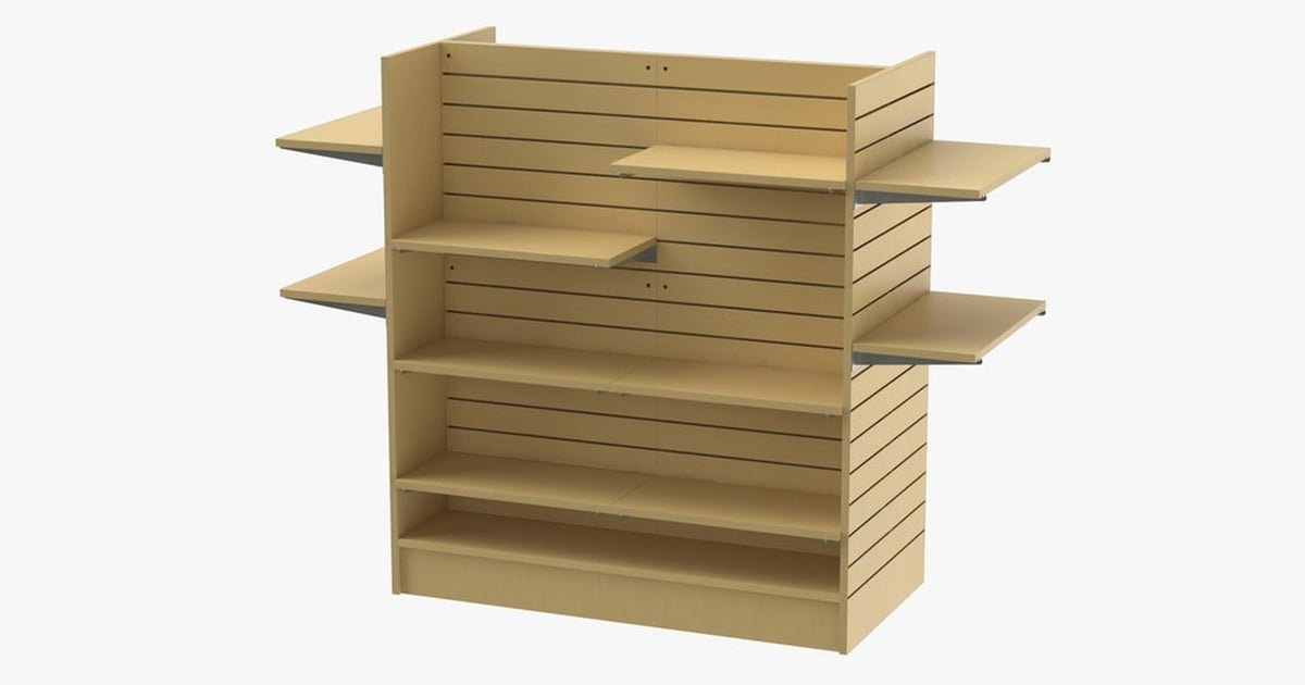 Slat Wall Display with Gondolas and Adjustable Shelves 3D, Incl ...