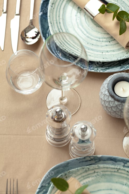 Preview: Table setting in restaurant with stylish decorations