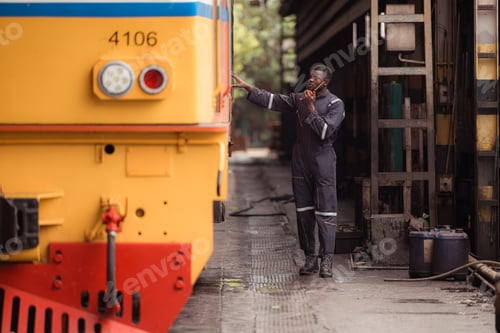 Preview: Diesel locomotive technician Inspect the train locomotive before it is used to drag train carriages