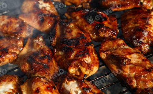 Preview: Chicken buffalo wings cooked on BBQ grill