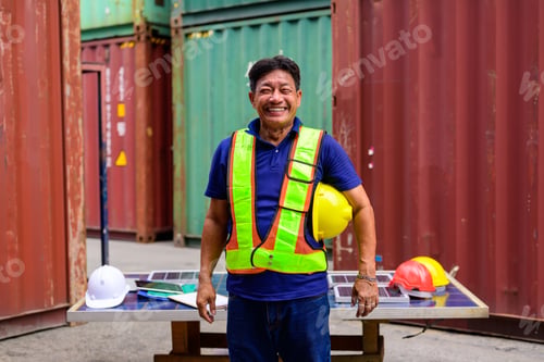 Preview: Warehouse engineer working at container yard