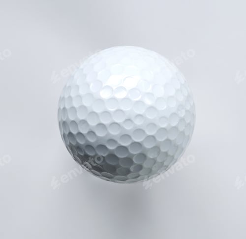 Preview: Close-up of a golf ball on white background