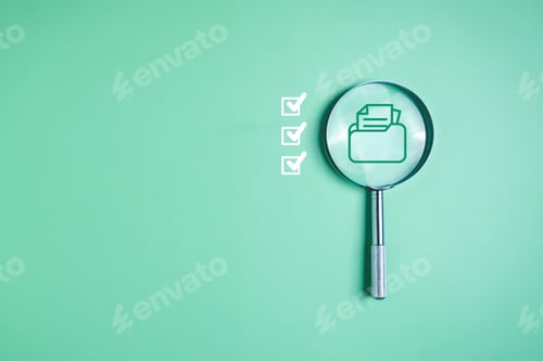 Preview: Magnifying glass with digital business document management