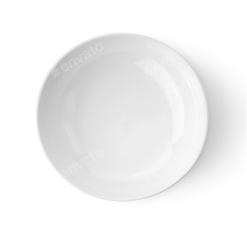 Preview: empty white plate isolated on white background