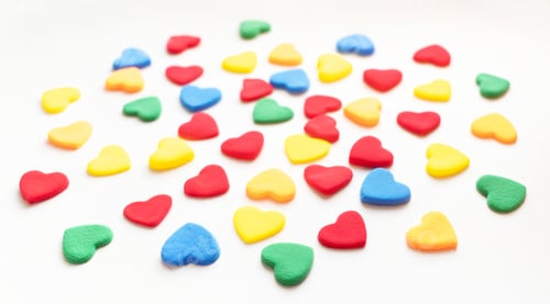 Preview: Colorful Heart Candies on White Background