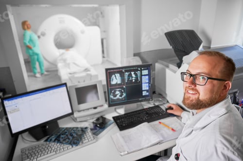 Preview: Doctor Reviewing Patient Scan Results in Hospital