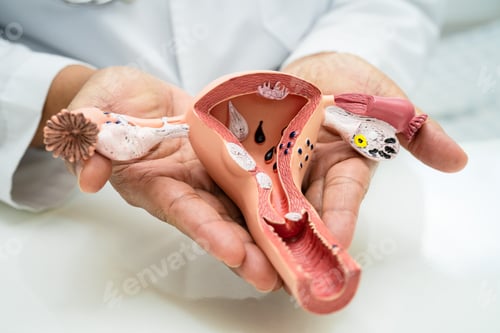 Preview: Uterus, doctor with anatomy model for study diagnosis and treatment in hospital.