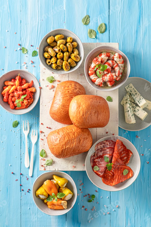 Preview: Healthy mediterranean appetizer as popular snack in Italy.