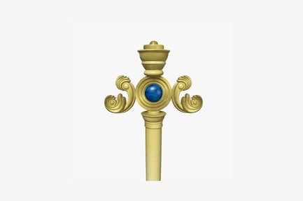 Preview: Ornate golden pole with central stone