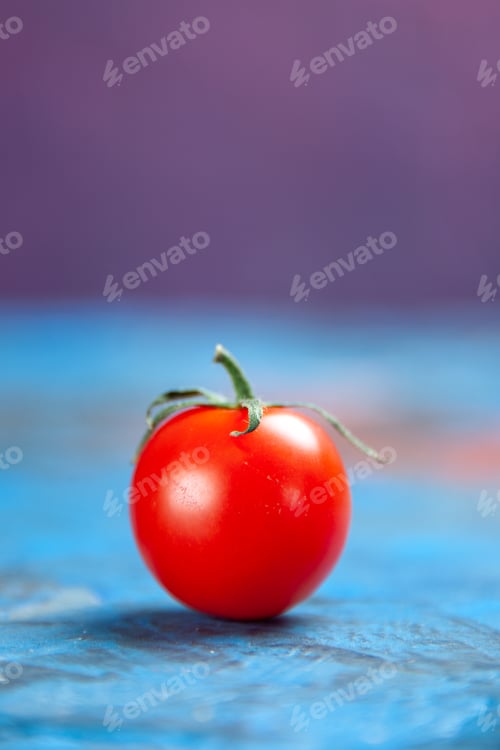 Preview: front view fresh red tomatoe on the blue-pink background photo color food vegetable salad
