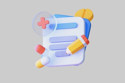 Preview: Medical prescription with pill and pencil