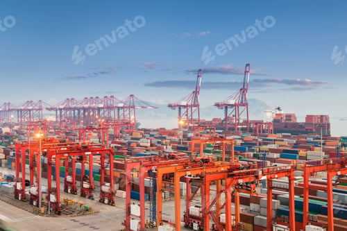 Preview: shanghai container port in sunset