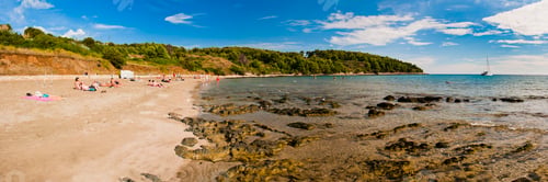 Preview: Panoramic photo of Przina Beach (Vela Przina), Lumbarda, Korcula Island, Croatia