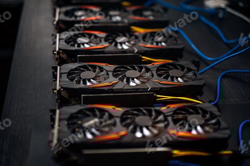 Preview: Crypto currency mining components with graphics cards and gpu