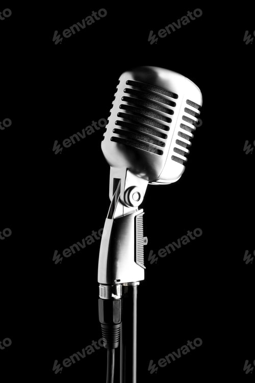 Preview: vintage microphone over black