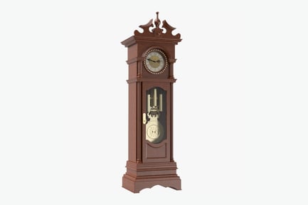 Preview: Dark Brown Grandfather Clock with White Face and Gold Accents