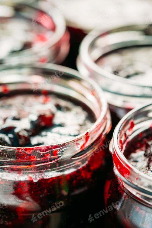 Preview: Jars With Sweet Tasty Yummy Red Jam
