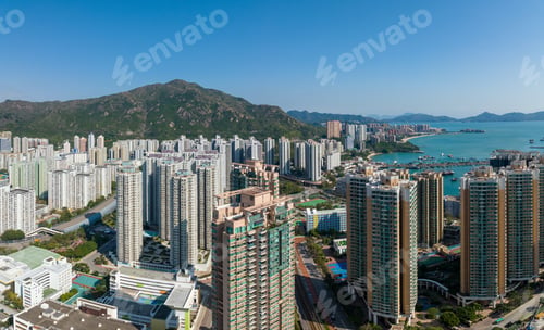 Preview: Tuen Mun, Hong Kong 04 February 2022: Aerial view of Hong Kong city