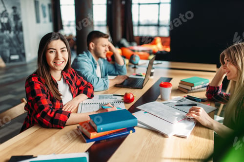 Preview: Group of university students sitting at the table