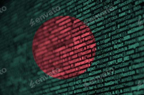 Preview: Bangladesh flag is depicted on the screen with the program code