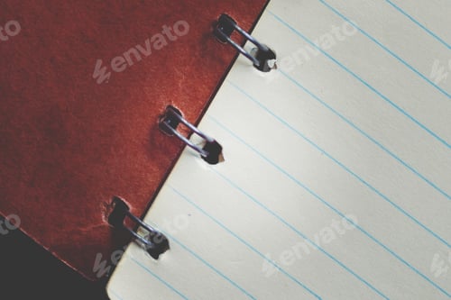 Preview: Close up of vintage notebook open