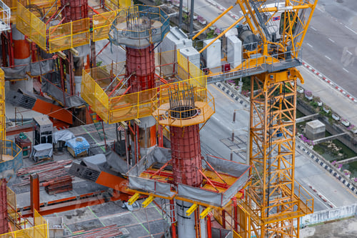 Preview: Aerial view of a large construction of a residential area with many multi-storey building