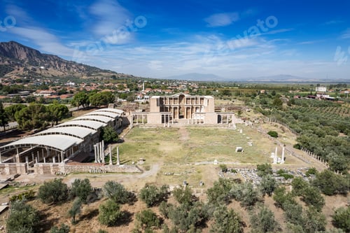 Preview: Ancient City Sardes (Sardis) Ancient City with gymnasium and synagogue ruins and columns in Manisa.