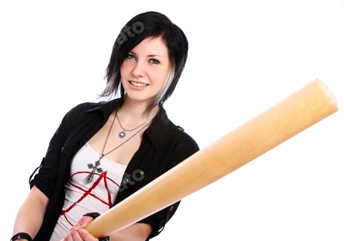 Preview: Young punk girl with baseball bat