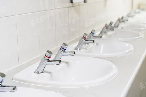 Preview: Separate Hot And Cold Water Taps In Public Bathroom