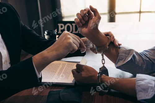 Preview: Police arrested the suspect and handcuffed him to acknowledge the allegation of the crime.