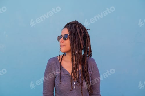 Preview: Portrait of stylish woman shot up close