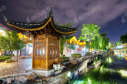 Preview: Old town of Lijiang at night, China.