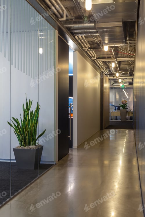 Preview: Modern architecture in office hallway
