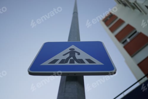 Preview: Low angle shot of a pedestrian crossing sign