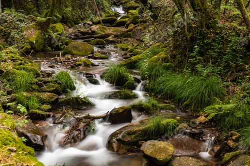 Preview: Beautiful water stream in Gresso river Portugal