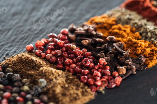 Preview: close up view of traditional aromatic indian spices